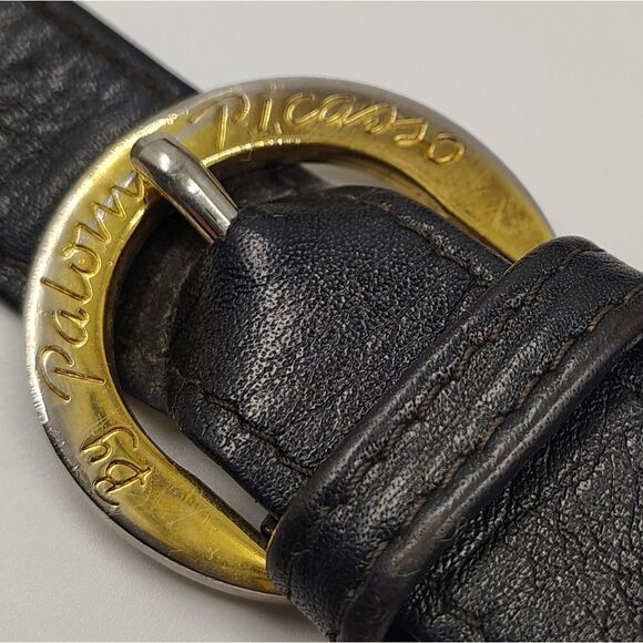 Paloma Picasso Black Leather Handbag Purse Bag Crossbody Vintage - Picture 4 of 16